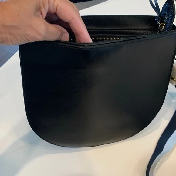 Madewell Black Leather Cossebody Bag with Striped Strap & Solid strap NWOT - Picture 12 of 15